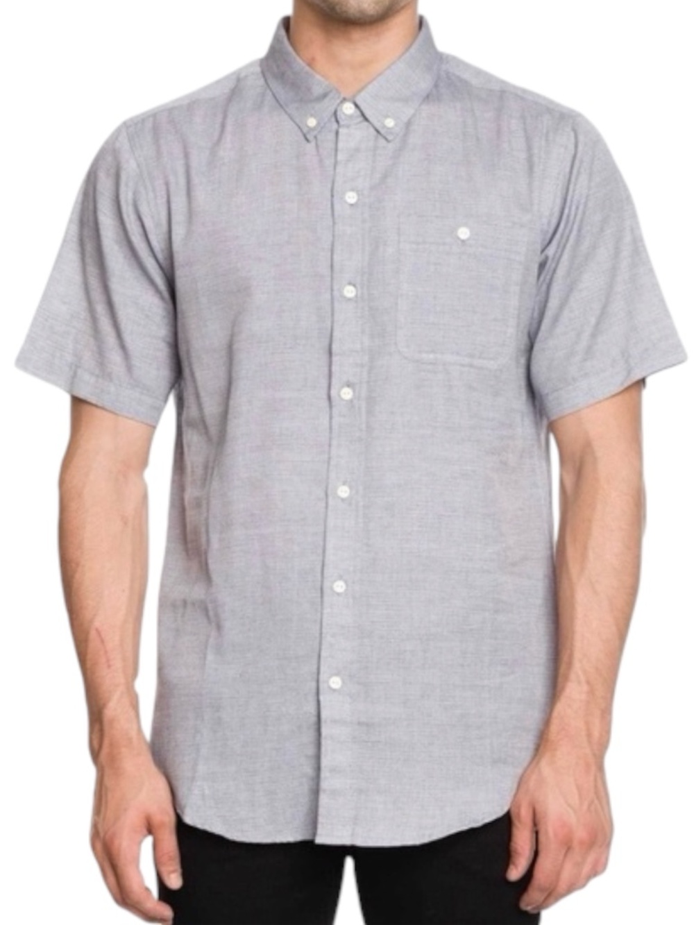 Ezekiel Short Sleeve Button Down Shirt - Chambray Blue Size M